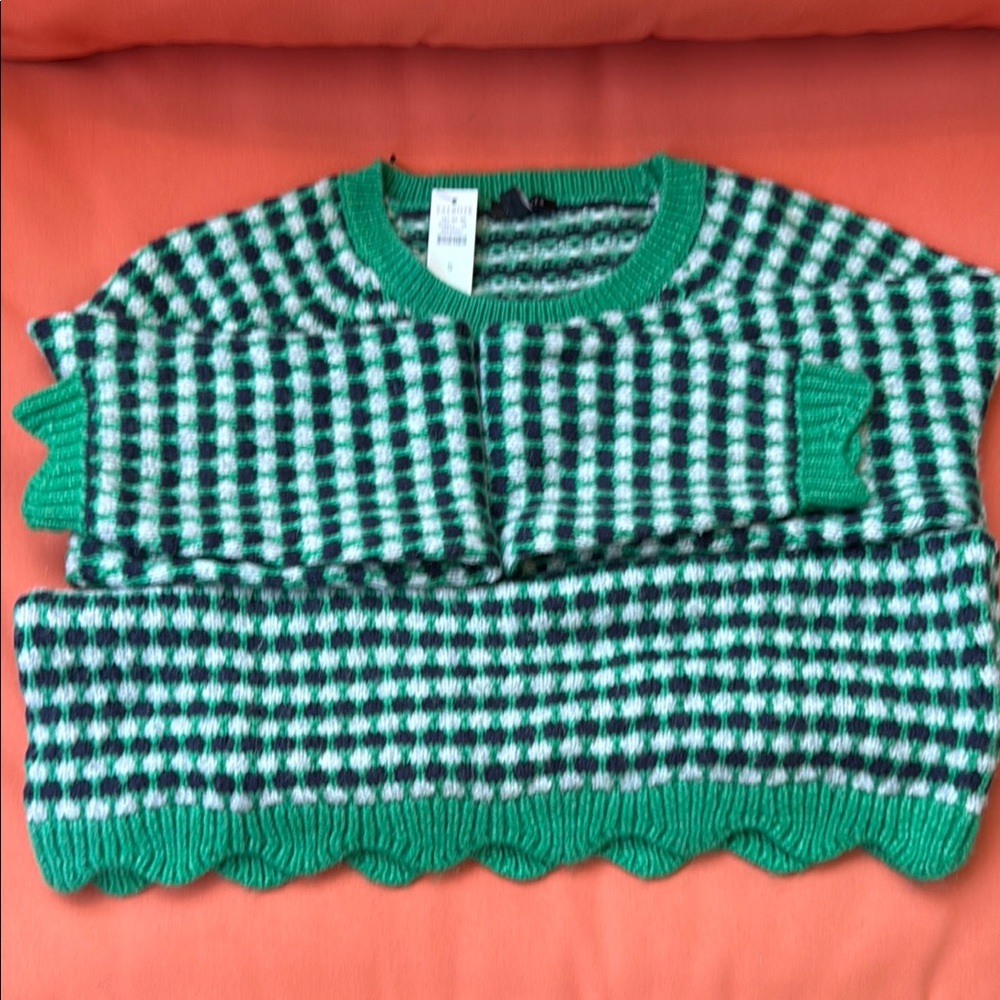 Talbots Green and Black Checkered Sweater
